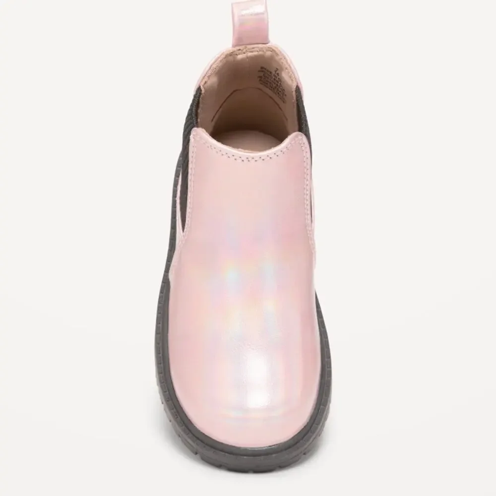 Old Navy Pink Metallic Faux Leather Chelsea Boots